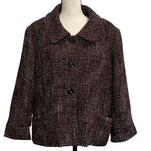 Investments II Blazer 1X Tweed Black Red Jacket